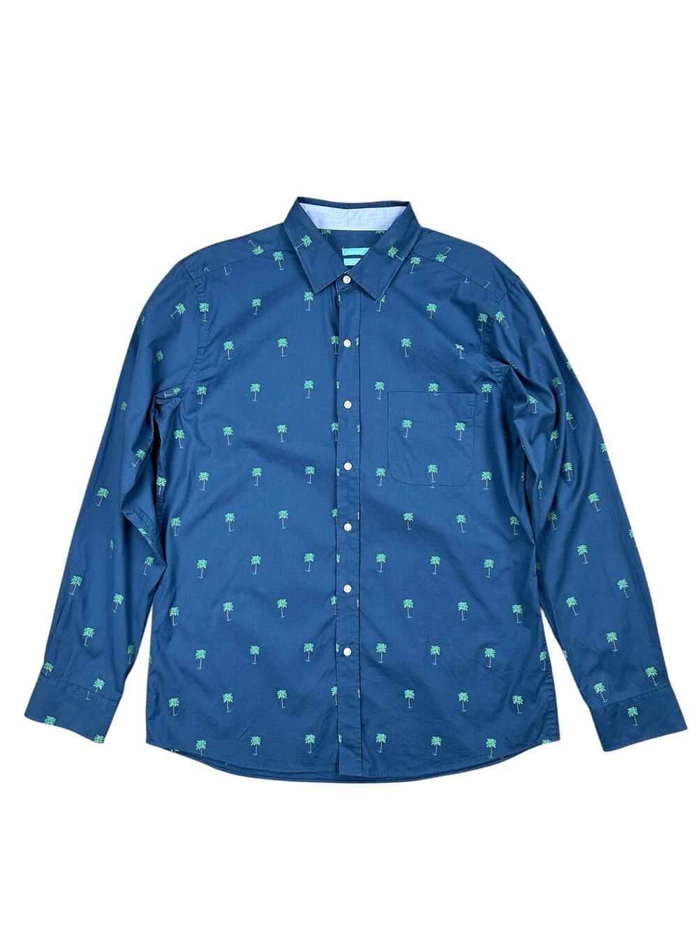 J. McLaughlin Gramercy Palm Trees Modern Fit LS Shirt Navy NWOT — Size Large